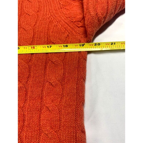Evelyn Grace 100% Cashmere XL Cable Knit Orange Sweater Crew Neck NEW - Picture 4 of 7